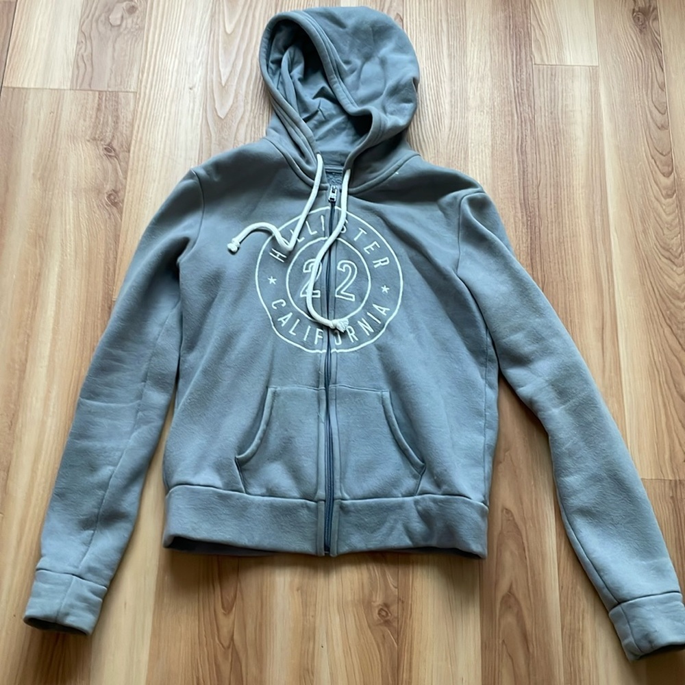 Hollister gray hoodie zip up - size S